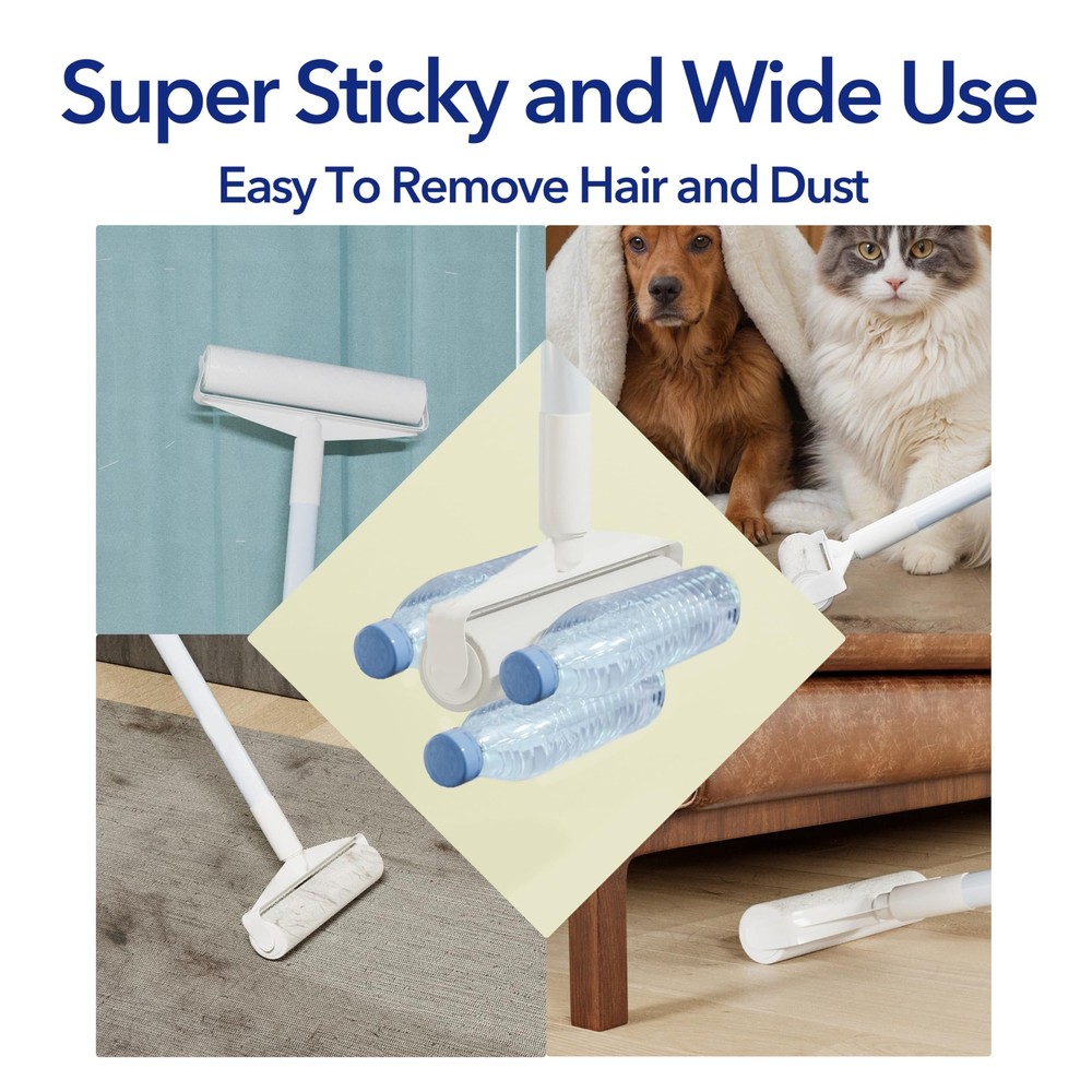 Large Lint Rollers for Carpet, 9.45'' Sticky Rollers for Floor with 360 Sheet...