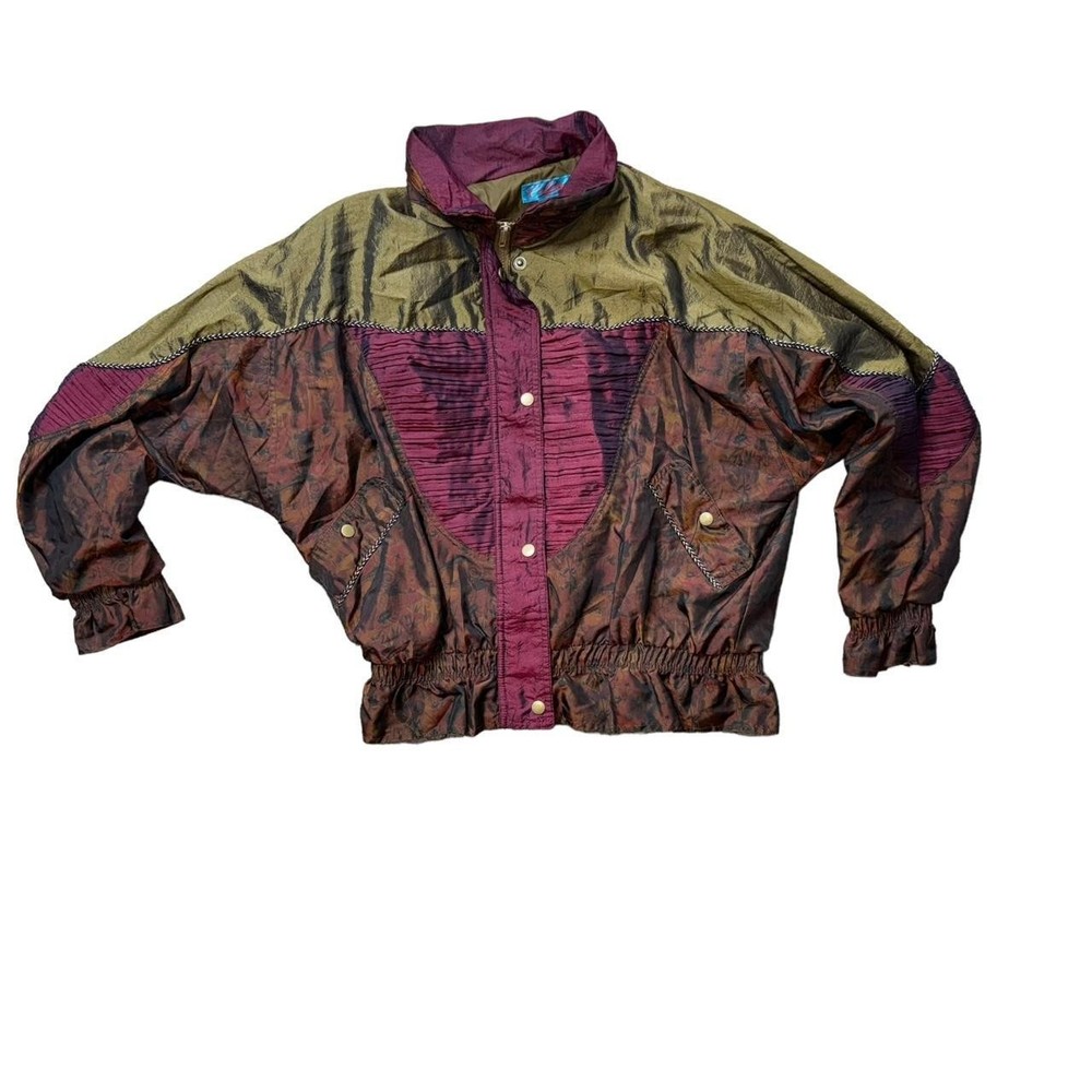 Multicolor floral pattern artistic nylon jacket with...