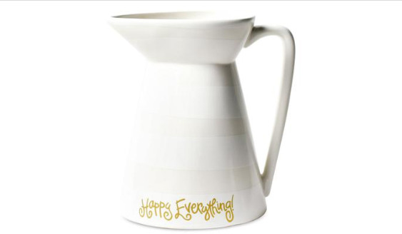 Happy Everything White StripeFlare Pitcher - White