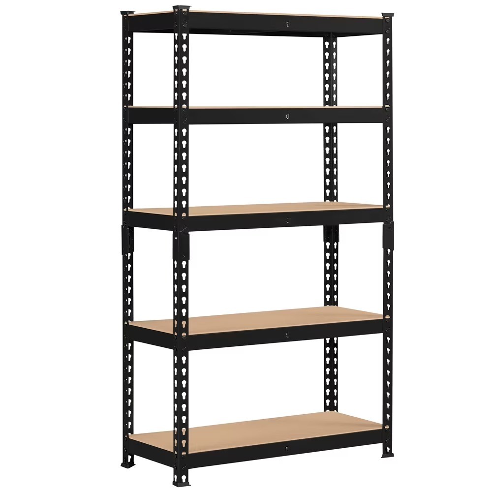 5-Tier Boltless & Adjustable Steel Storage Shelf Unit, Black