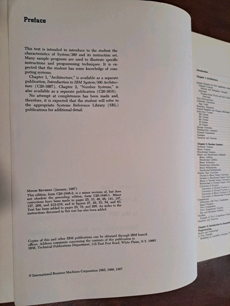 IBM System/360 Architecture Instructions and Assembler Language Student Text