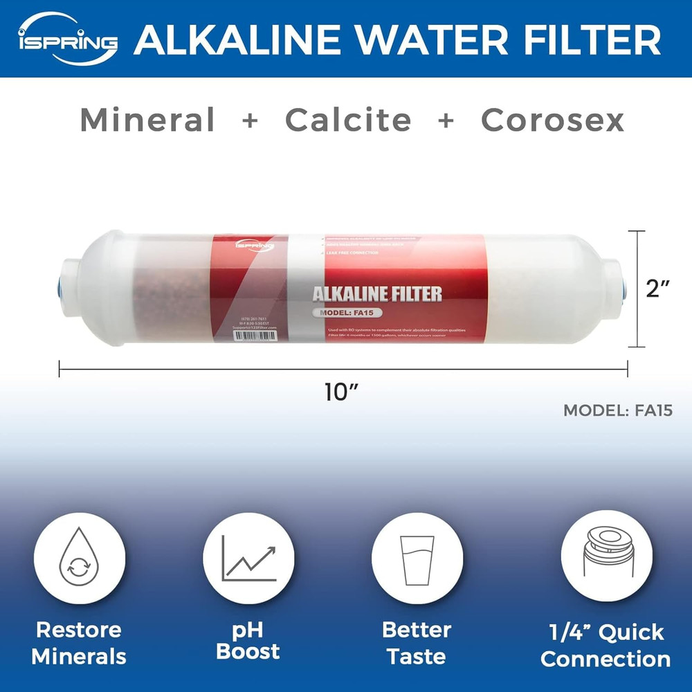 FA15 Alkaline Water Filter Cartridge for Reverse Osmosis RO System 3-Layer 10...