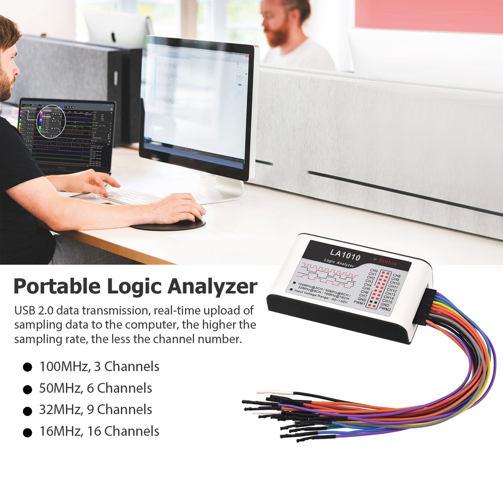 16 Channels Logic Analyzer USB 2.0 Interface 100MHz Sampling Rate Supports M0S9