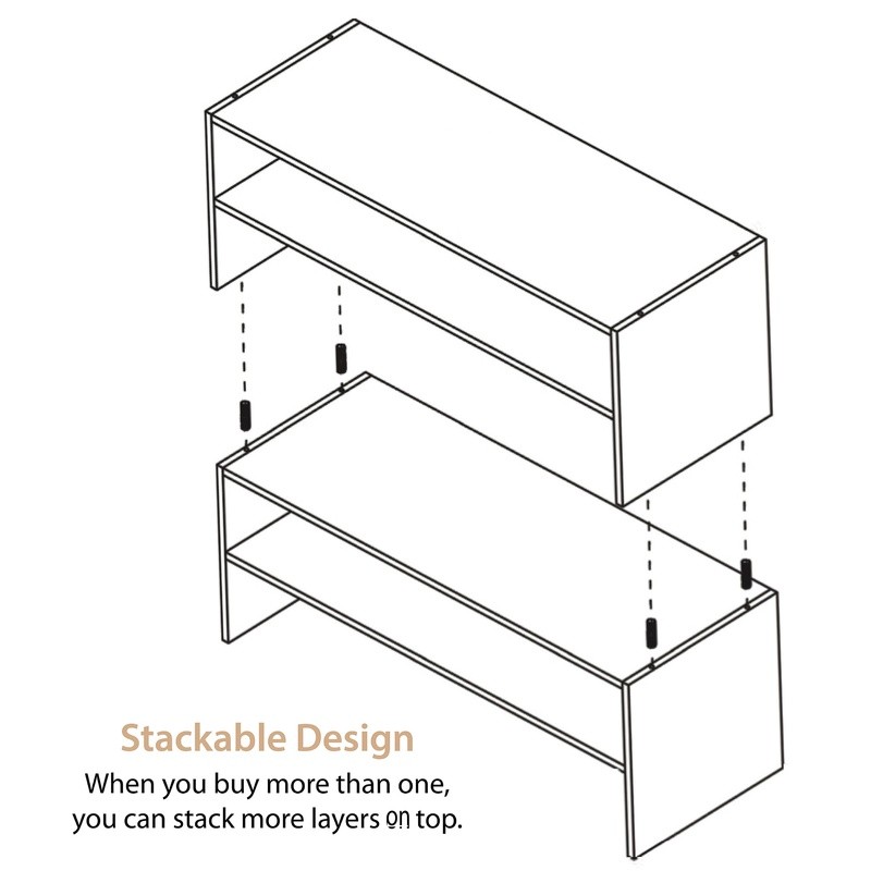 Stackable Shoe Rack 2 Tier Organizer Space Saving Durable Laminate Easy Assemble