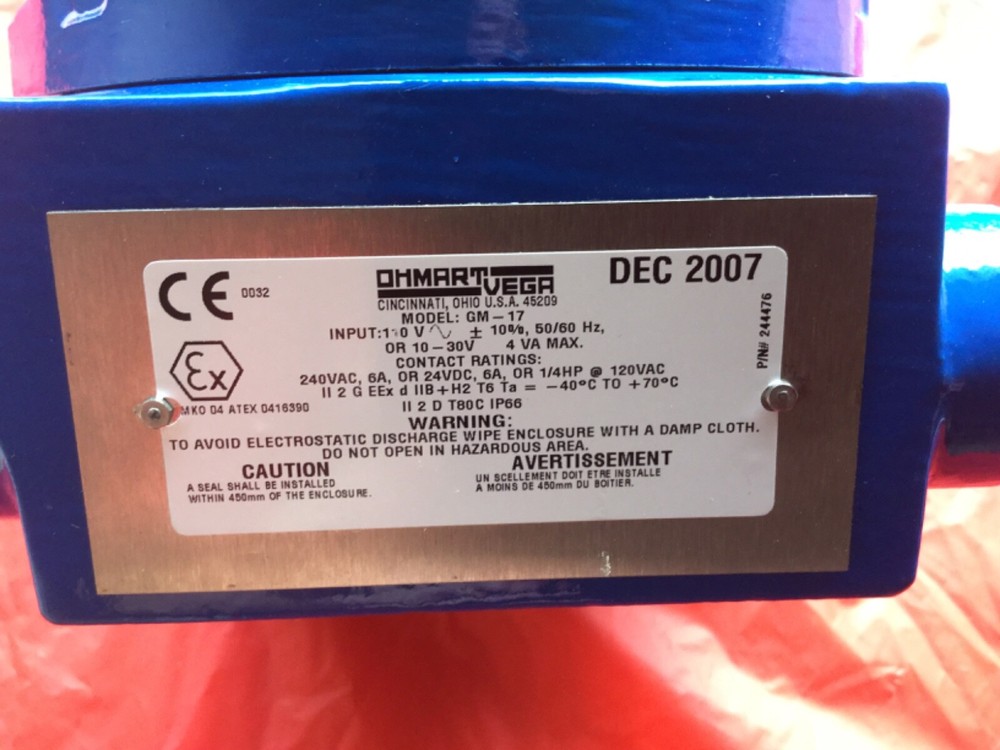 OHMART VEGA GM-17 Gamma Detecting Point Level Switch