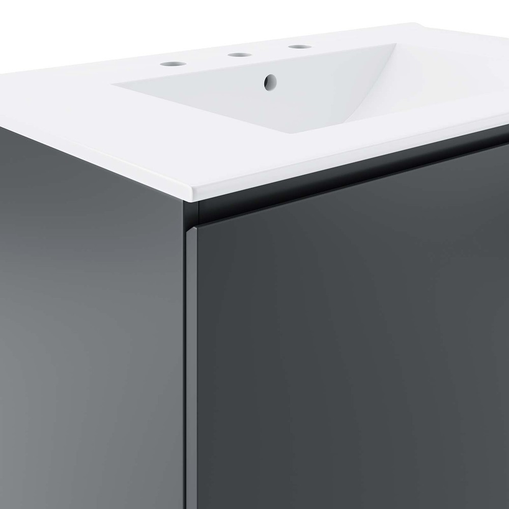 Modway Bryn 36" Wall-Mount Bathroom Vanity in Gray White