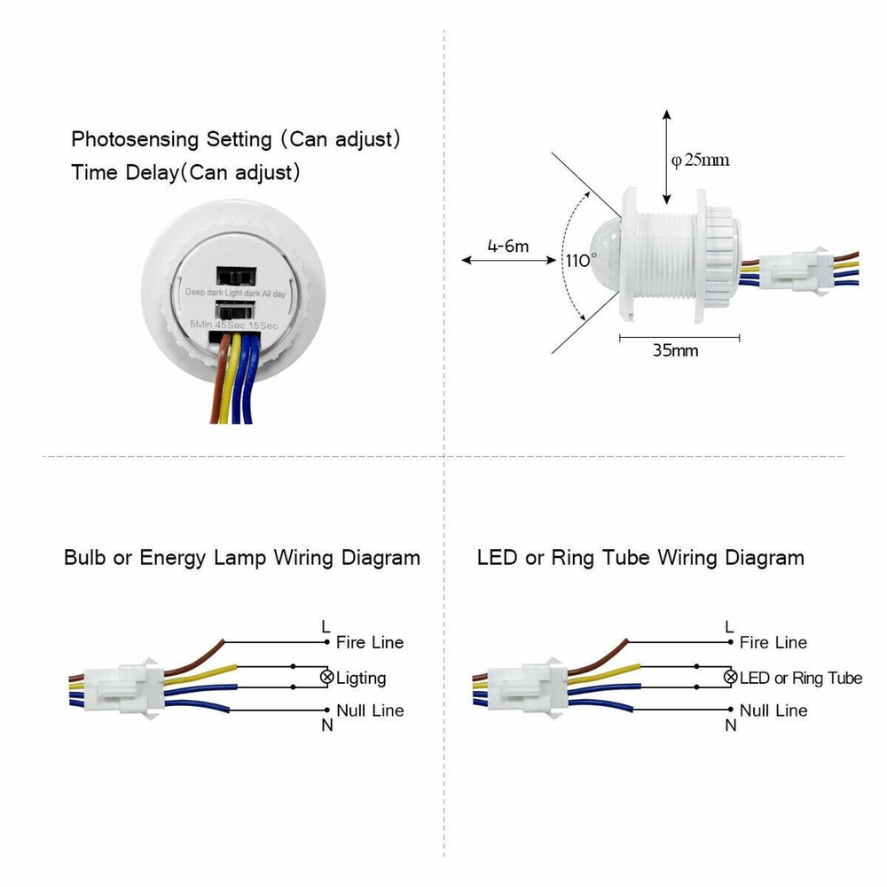 3-5m Automatic Body Infrared PIR Motion Sensor Detector Switch For LED light E