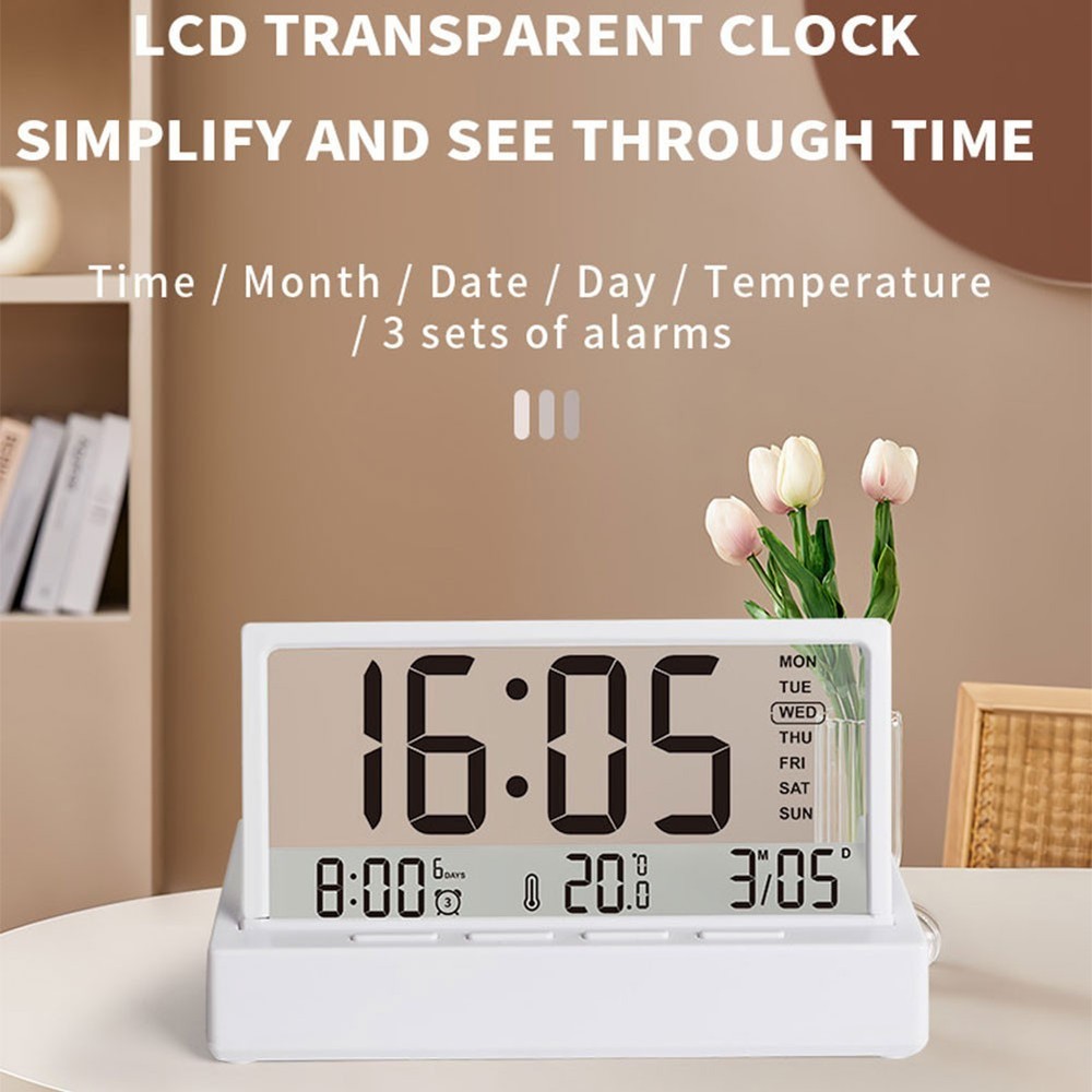 Desktop Digital Alarm Clock with Three Alarms Temperature Date Week Display