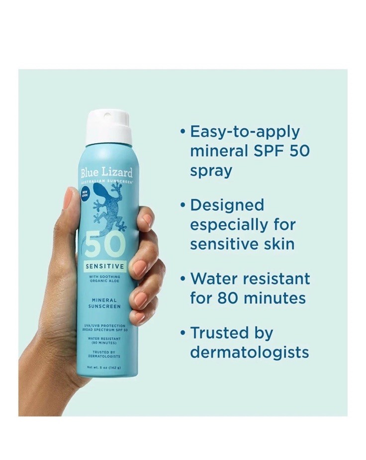 Pack 2 Blue Lizard Australian Sunscreen Sensitive Mineral SPF 50+ Unscented 5 OZ