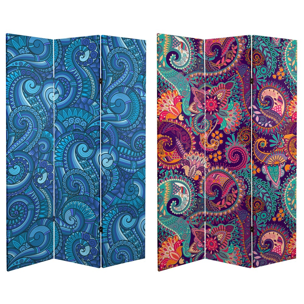 6 ft. Tall Double Sided Psychedelic Wallpaper Canvas Room Divider