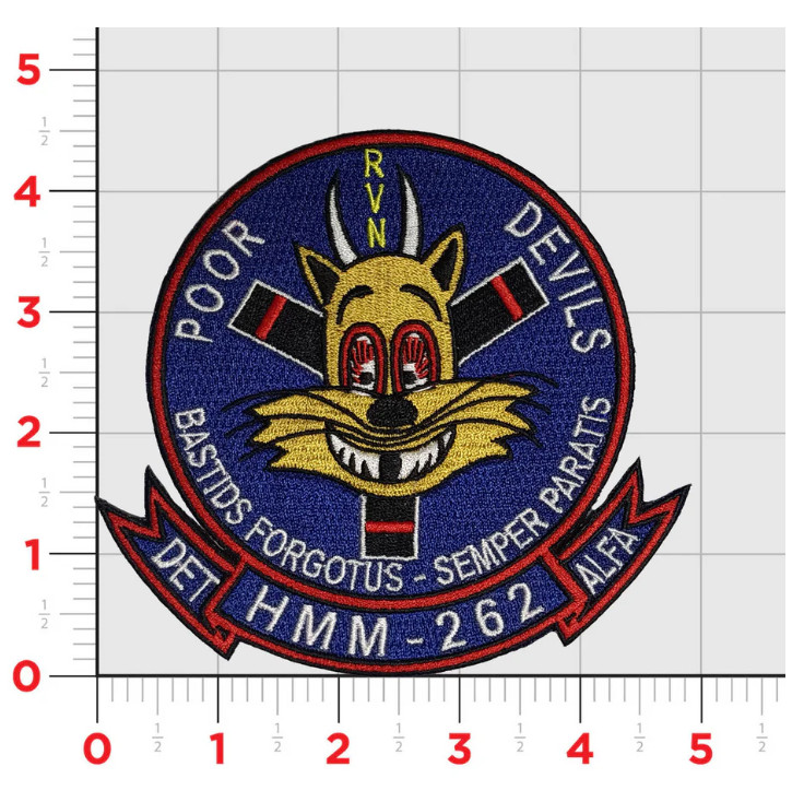 MARINE CORPS HMM-262 POOR DEVILS DET ALFA EMBROIDERED PATCH