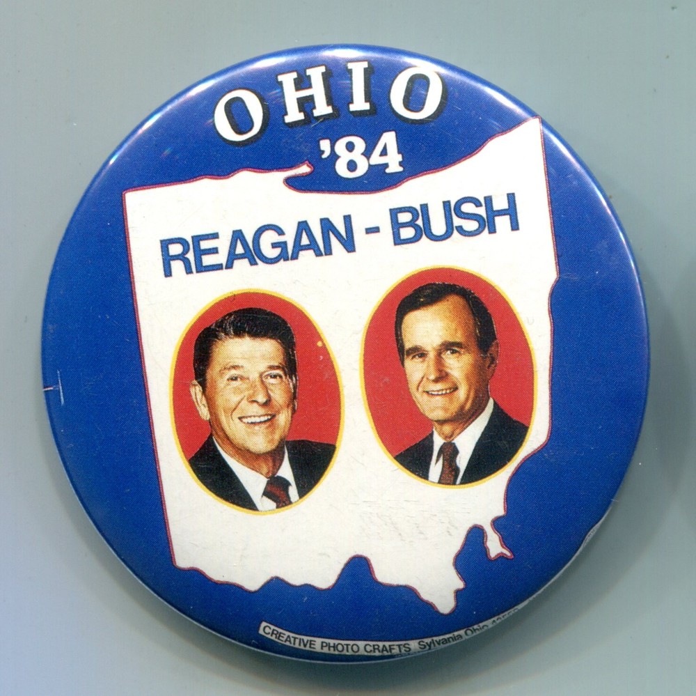 Ohio Reagan Bush Pinback Button