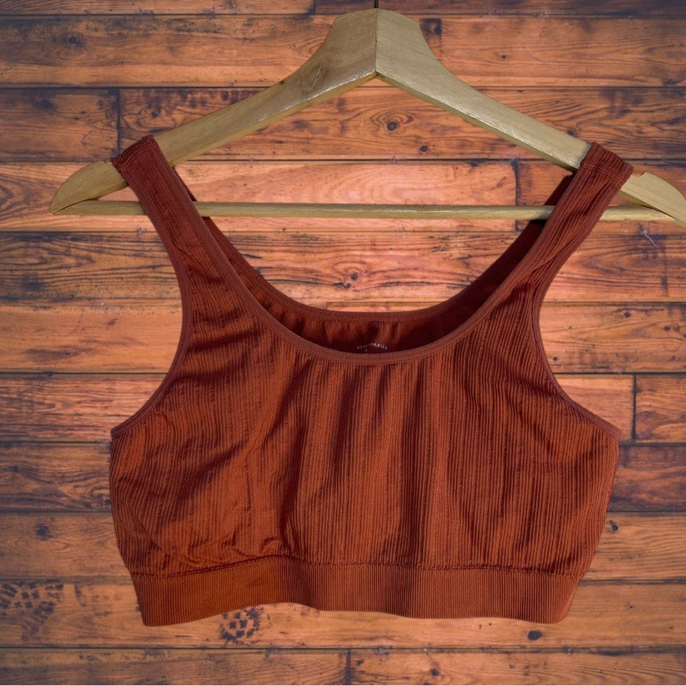 No Boundaries Rust Ribbed Bralette XL