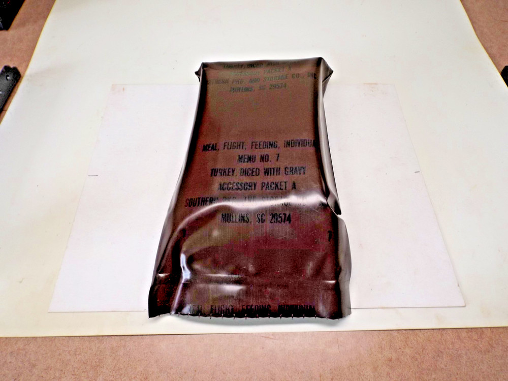 Vintage USA 1980's MRE Brown Bag #7 Turkey Diced with Gravy  Acc A No Expansion