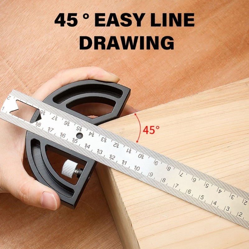Multifunctional Angles Ruler 45/90 Degree Measuring Scriber Movable Angles Ruler