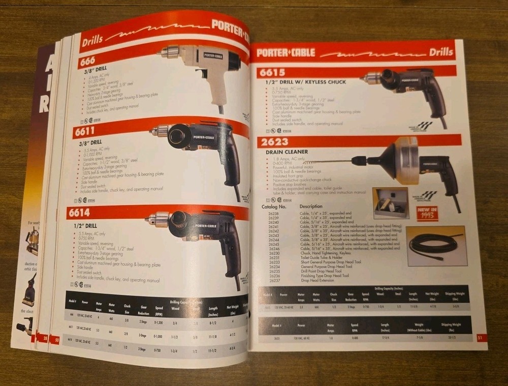 1993 Porter Cable Catalog Professional Power Tools 127 Pages Paperback