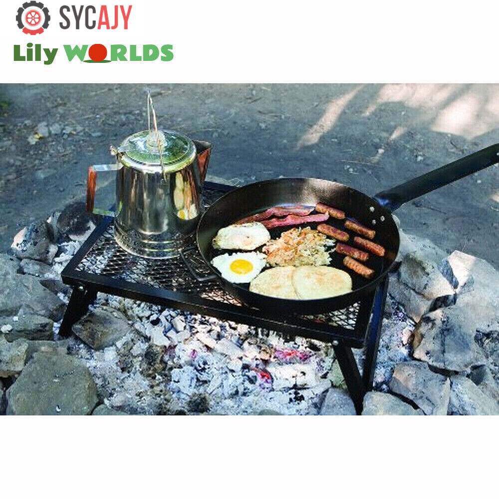 Camping Grill Fire Pit Grate Campfire Cooking Portable Stand Equipment Foldable