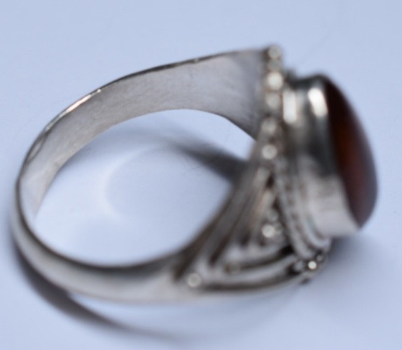 Southwestern Sterling Silver Amber Ring Size 8 Authentic Design