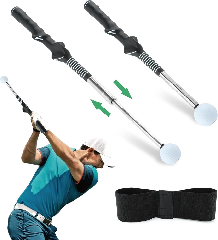 Golf Swing Pro Trainer: Portable Retractable Stick with Click Feedback for Enhan