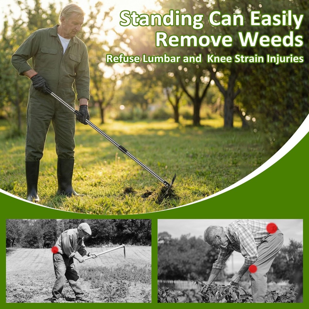 Weed Puller Tool with Long Handle - Adjustable Length Manual Weeder Remover T...