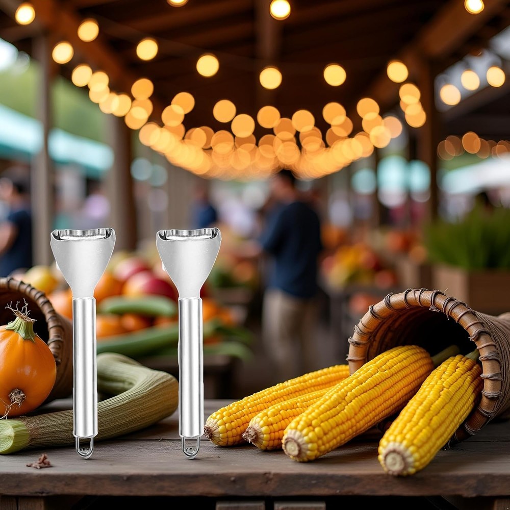 2Pcs Silver Corn Peeler Corn Planer Thresher Corn Kernel Remover Tool Stainless