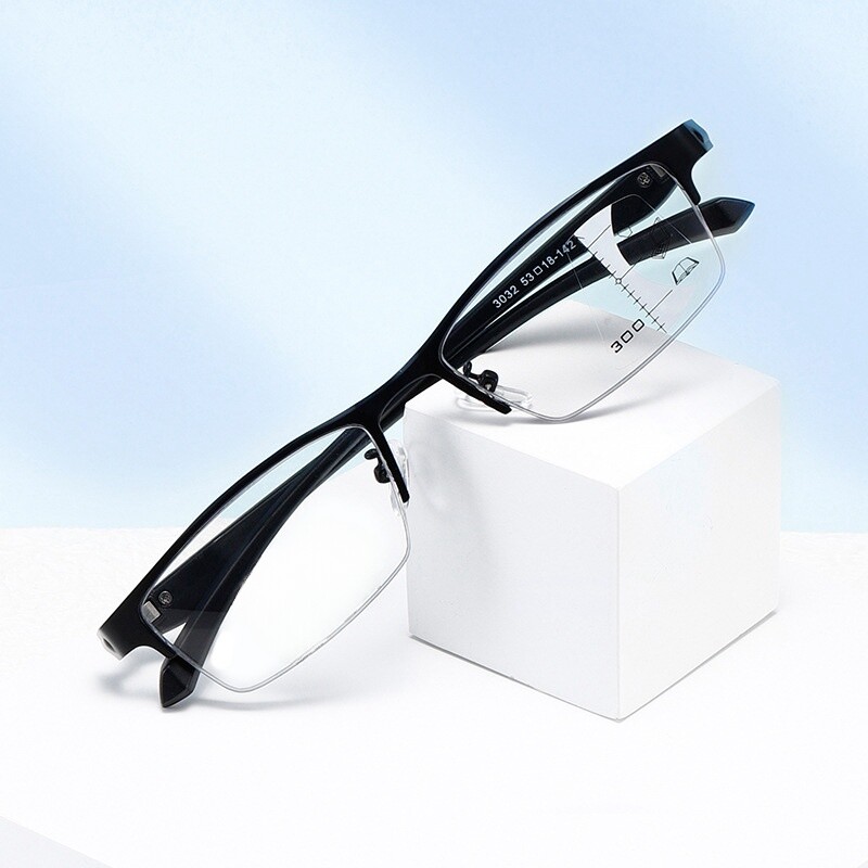 Photochromic Transition Bifocal Reading Glasses Blue Blight Blocking Half Rim