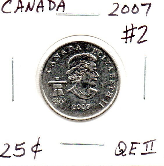 2007 design 2 Canadian 25 Cent Quarter circulated
