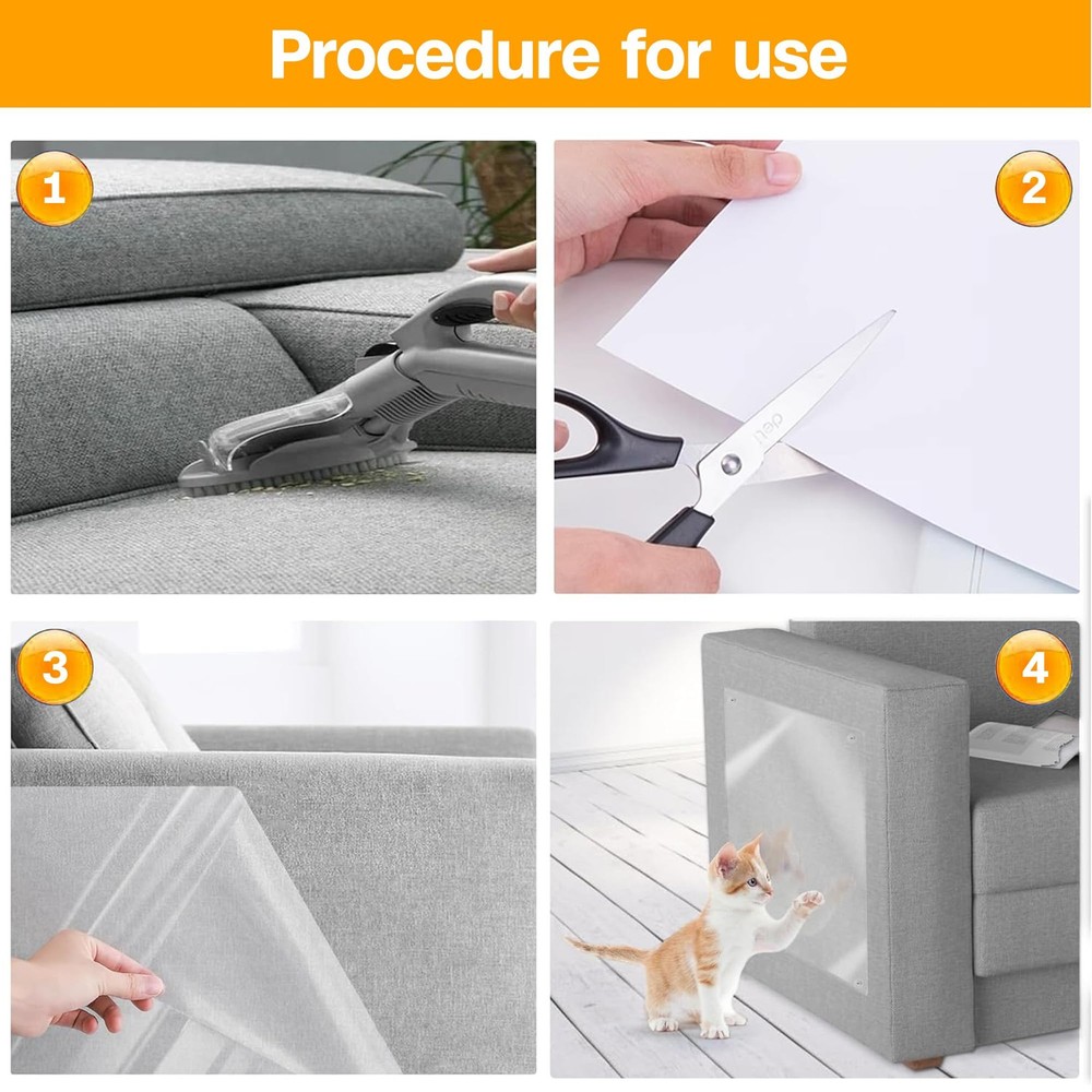 Anti Cat Scratch Furniture Protector - 12 Pack, Clear Couch Protector from Ca...