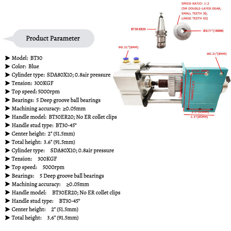 Semi-automatic Change Spindle Tool Cylinder Pneumatic for Engraving Drilling