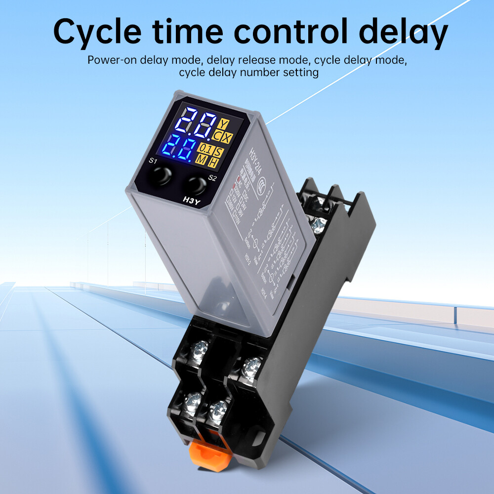 2Pcs Adjustable Digital Time Relay Cycle Time Delay Relay with Base AC 220V