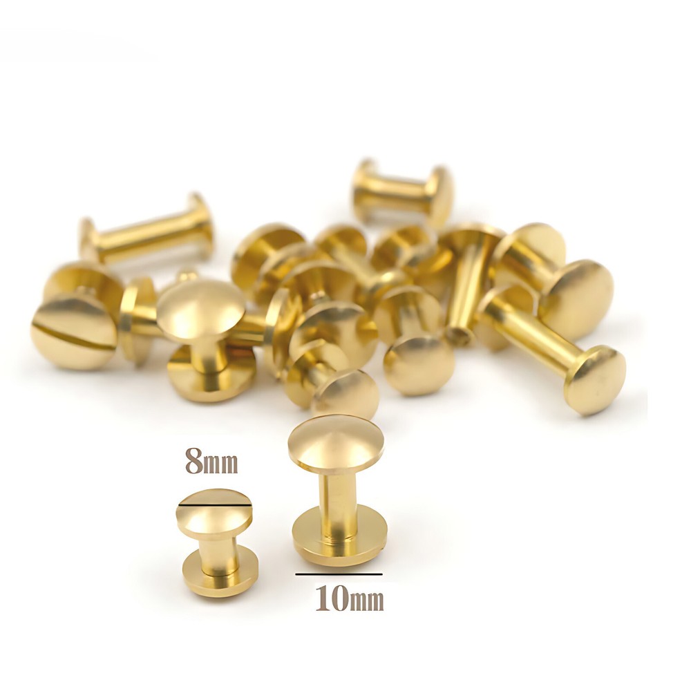 Solid Brass Screw Rivets Arc Head Leather Craft Hardware Durable Bags Books DIY
