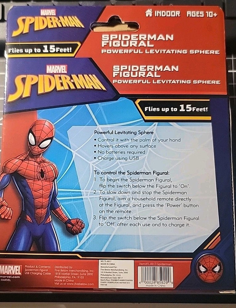 MARVEL SPIDERMAN FIGURAL LEVITATING SPHERE, NEW