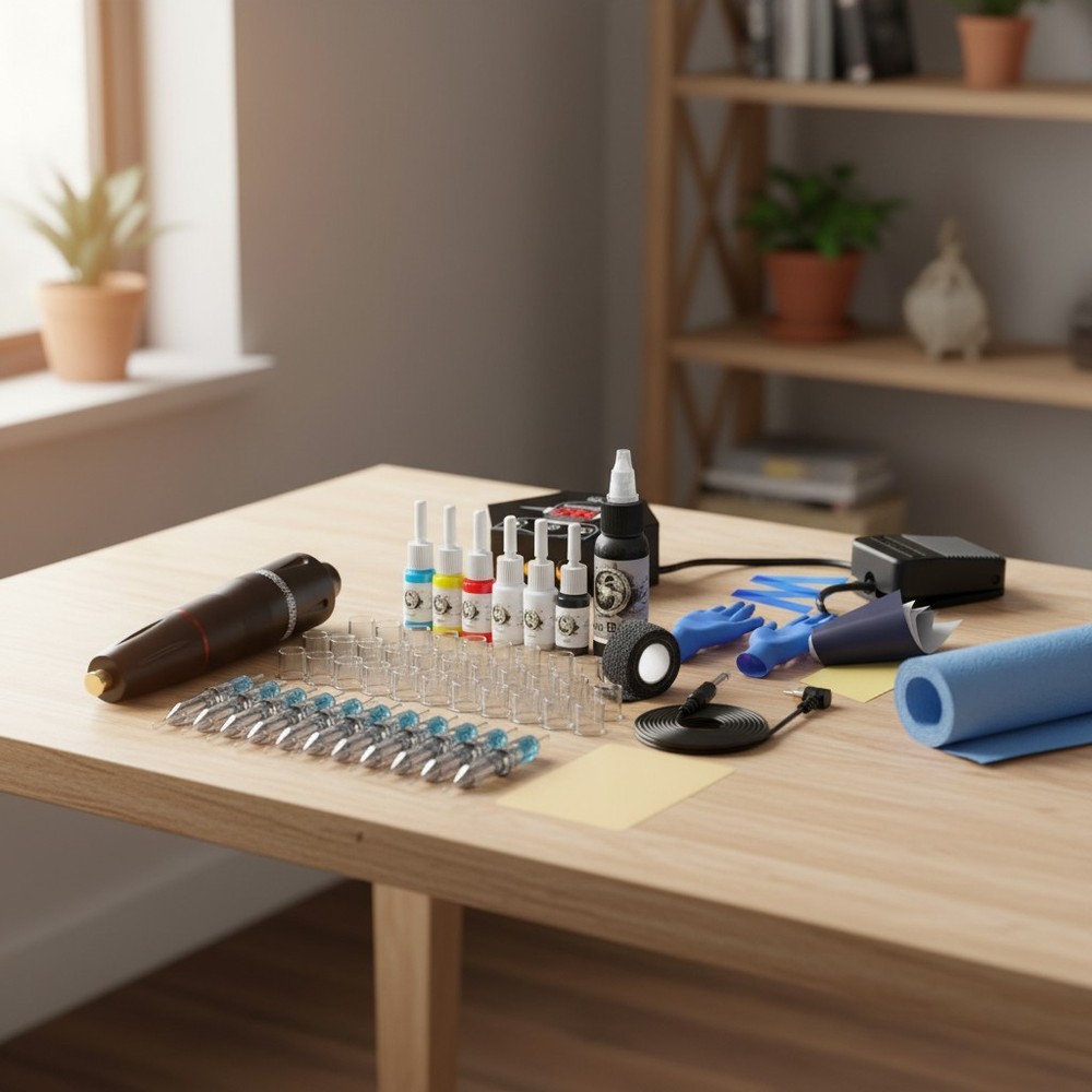 Professional Tattoo Pen Kit with Adjustable Needle & Power Supply for Starters