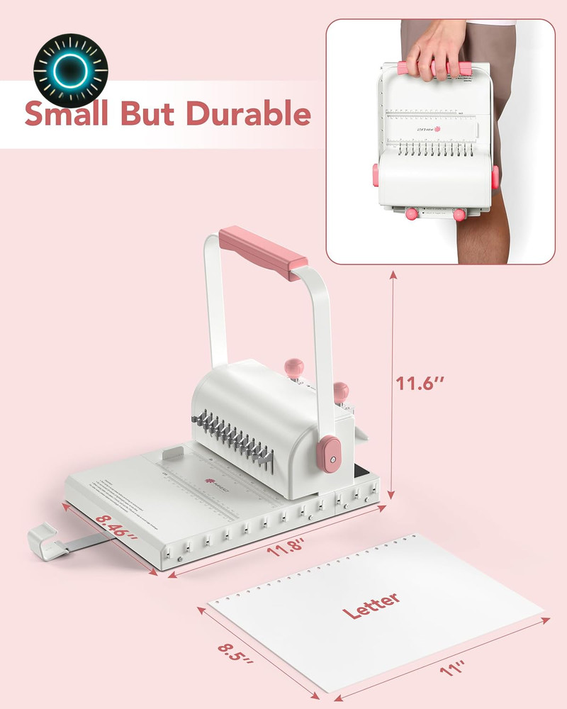 Binding Machine Hole Pitch 2:1 - Portable Book Binding Kit with 10PCS 5/8'' Bind