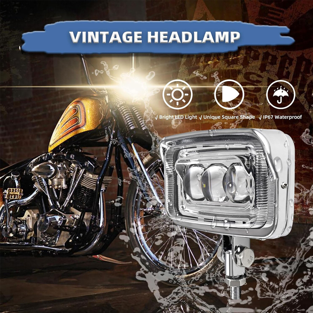 Universal Motorcycle 6.42" LED Headlight Lamp Chrome For Harley Chopper Custom