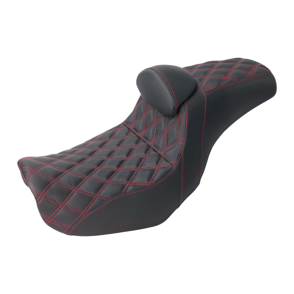 Step Up Red Stitching Seat & Backrest Driver For Harley Dyna Switchback 06-17