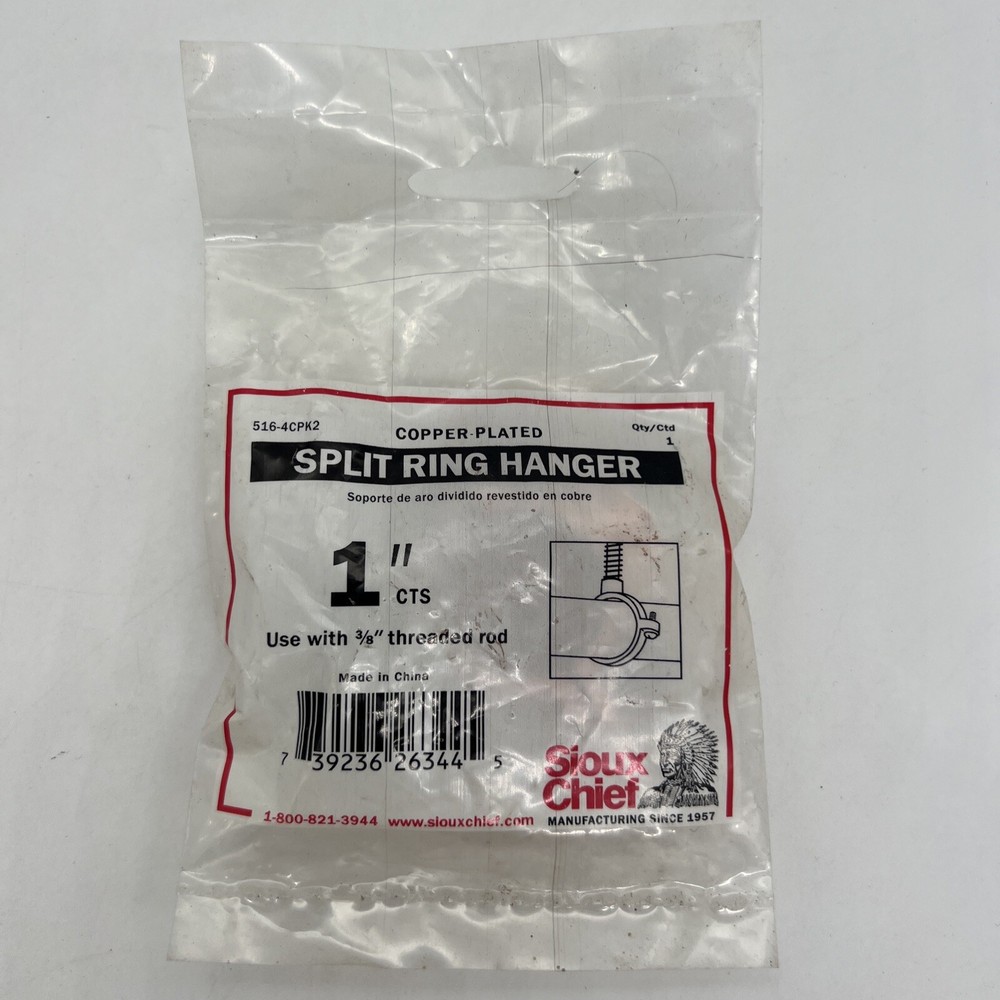 Sioux Chief 516-4CPK2 Split Ring Hanger Copper Plated 1” CTS New Unopened