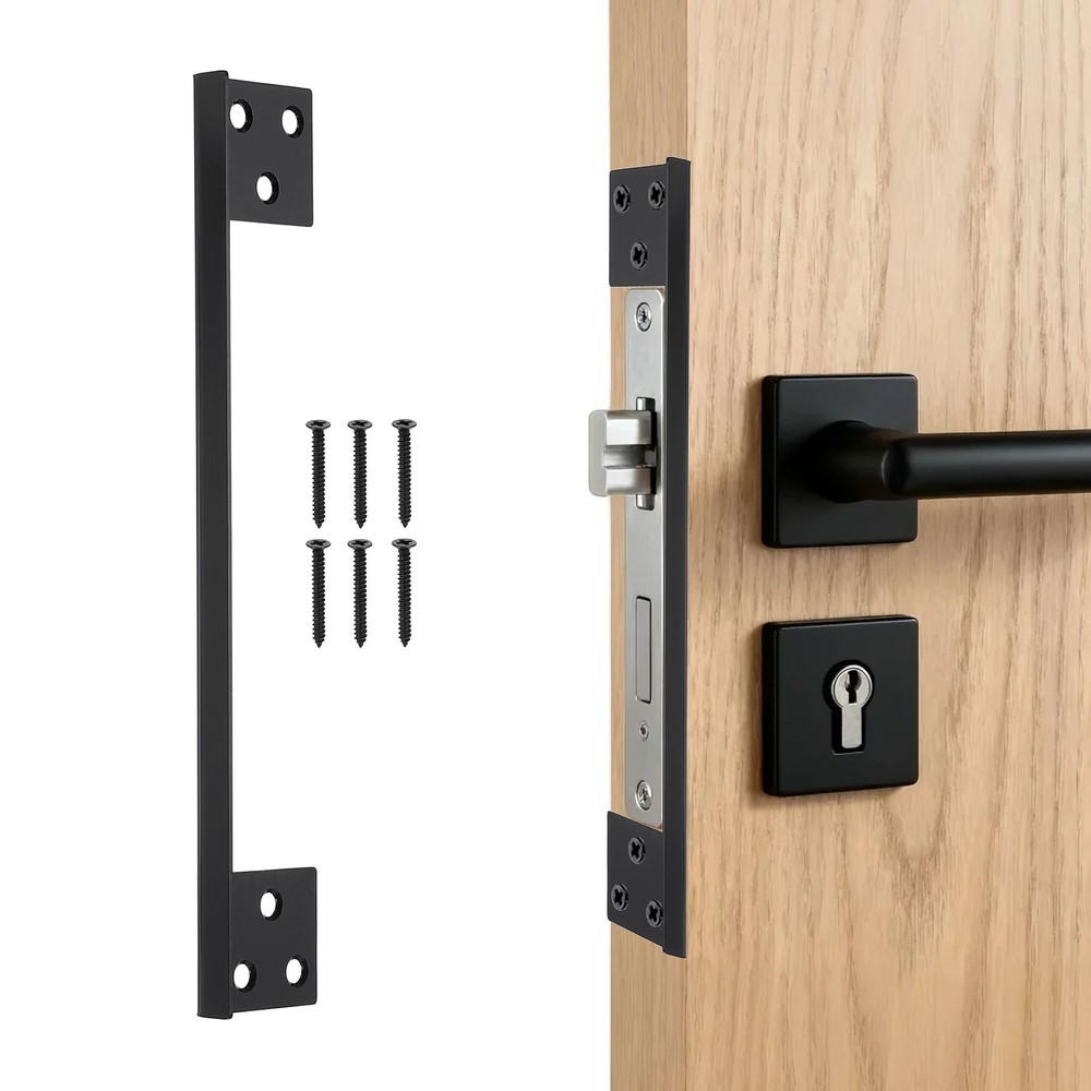 Door Latch Guard Plate, 7" Door Security Protector Shield, Black