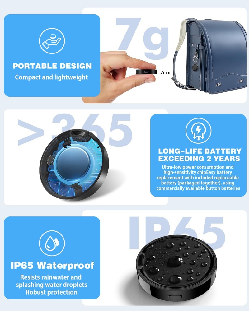 Android Tracker Tags - 4 Pack 2 Year Battery IP65 Waterproof