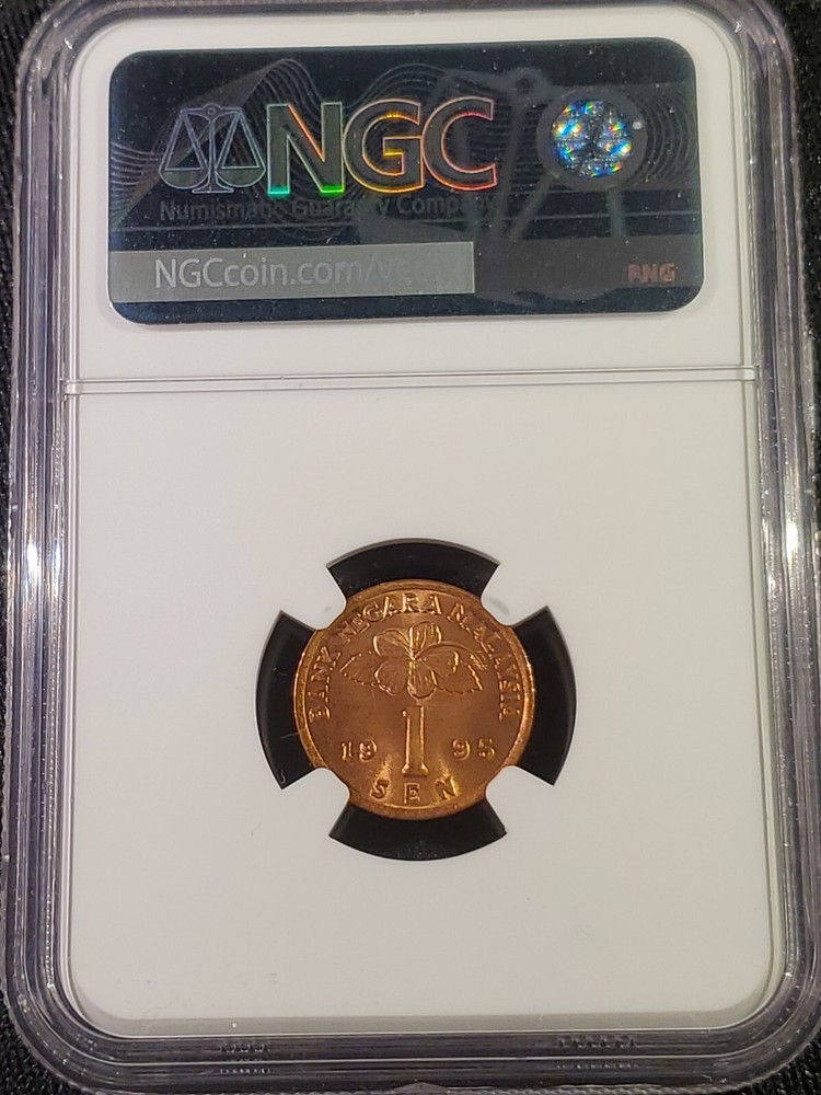 1995 MALAYSIA 1 Sen - NGC MS 67 RD