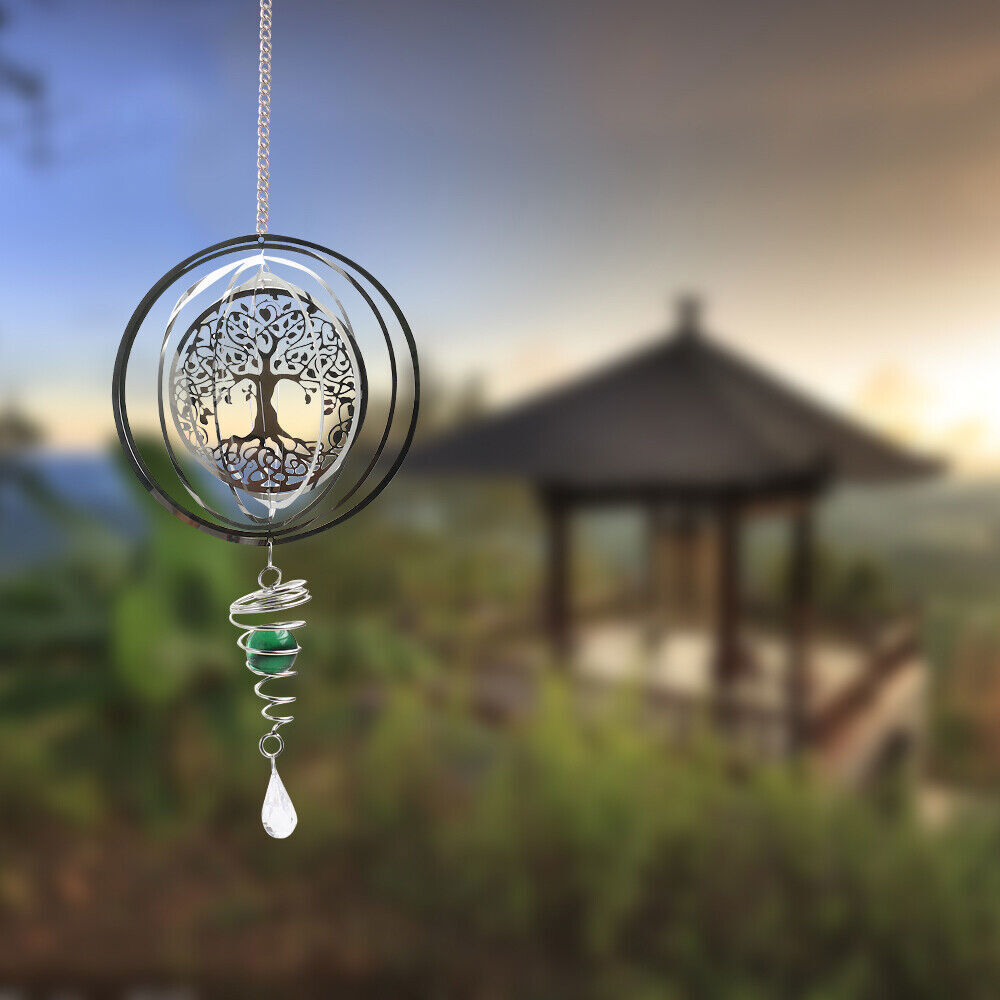 3D collapsible Rotating Wind Tree Hanging Wind Spinner Automatic Rotating Decor