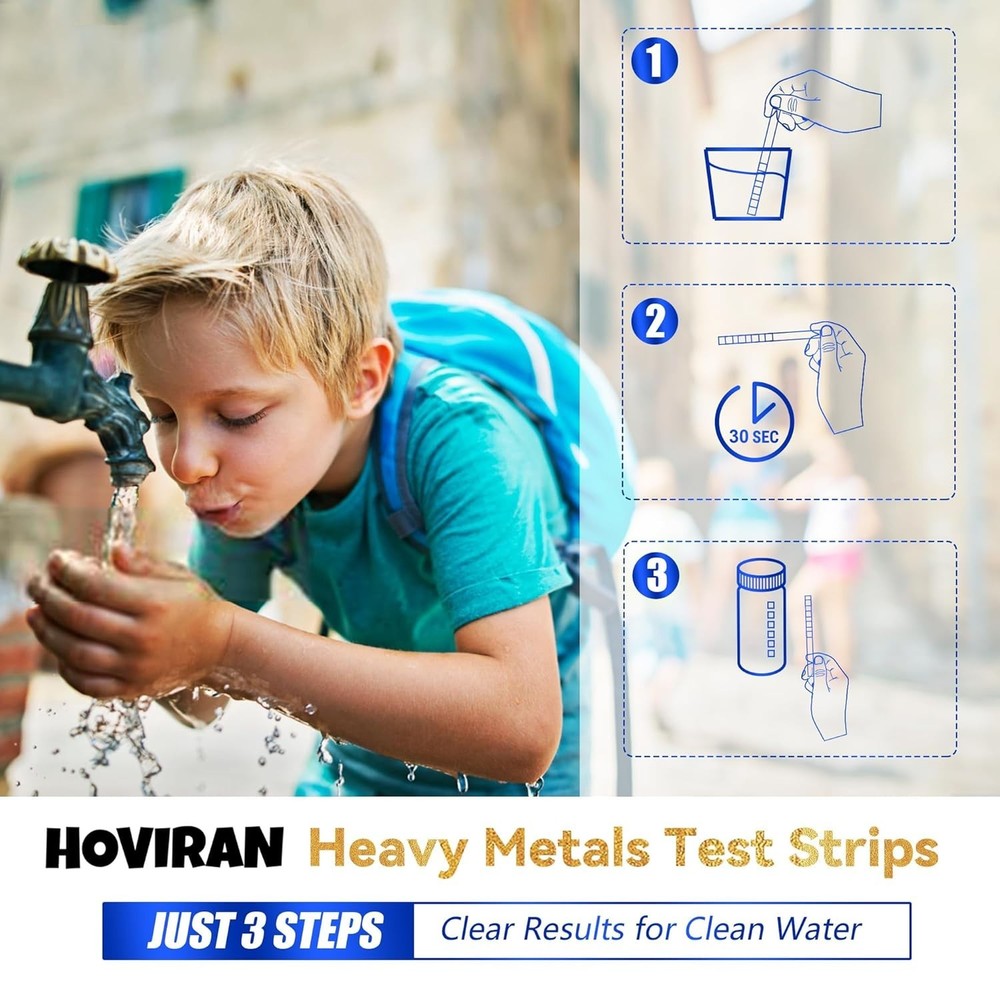 Fast & Affordable 8 Parameter Water Strips - Heavy Metals Detection 125 ct