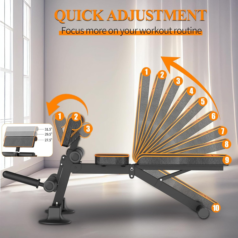 Adjustable Weight Bench Multi-Function Workout Bench for Home Gym,Foldable Incli