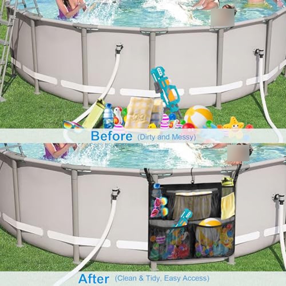 Efficient Pool Storage Bag with Adjustable Hooks for Easy Installation