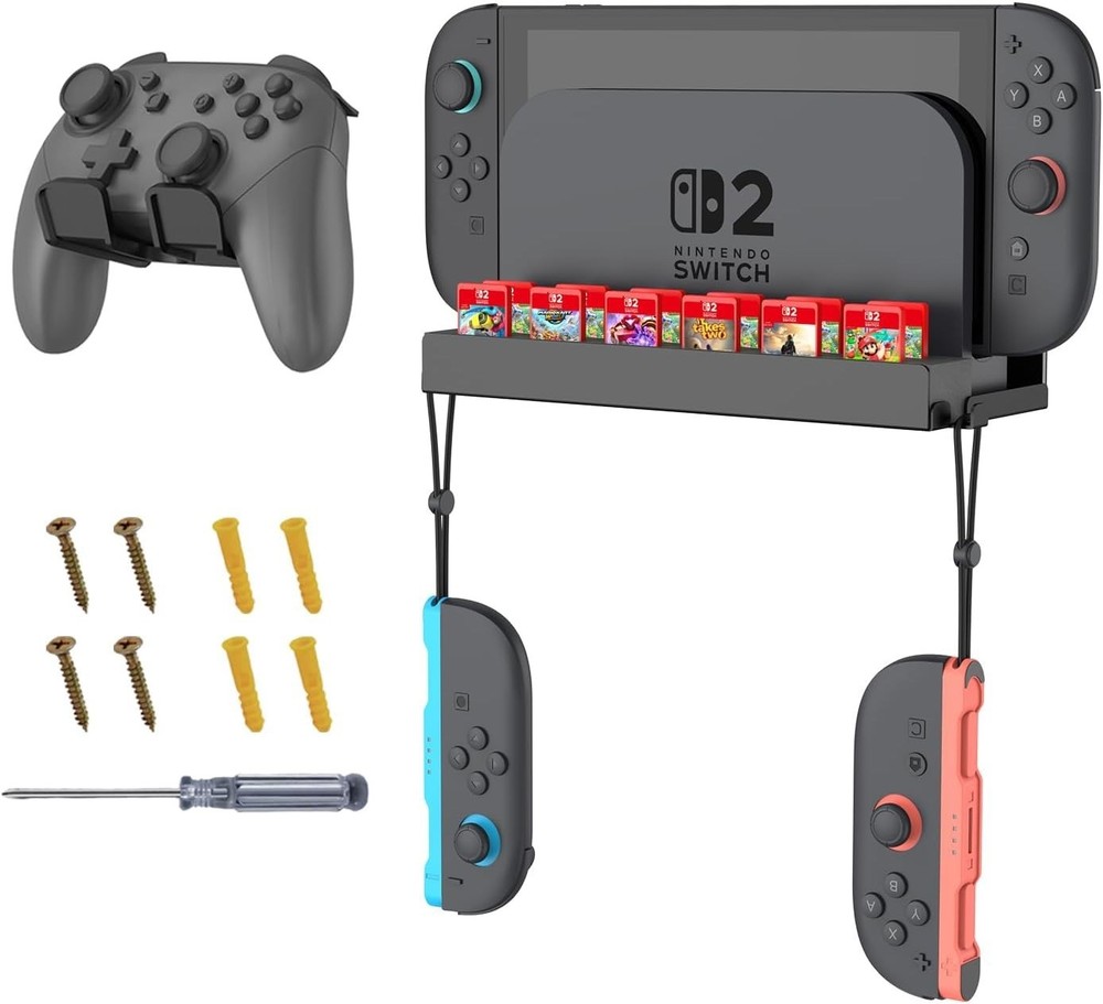 Wall Mount for Nintendo Switch 2 Metal Wall Mount Kit with 1 Controller Holder