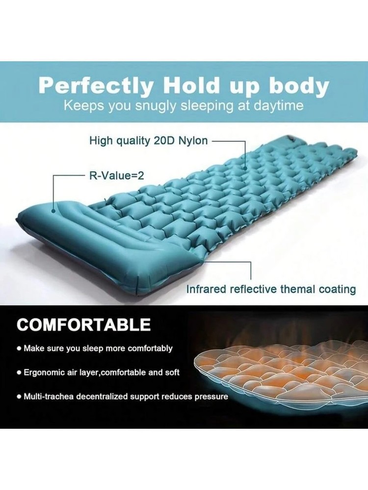 Extra Thickness Inflatable Sleeping Pad Built-In Pump Most Comfortable Camping