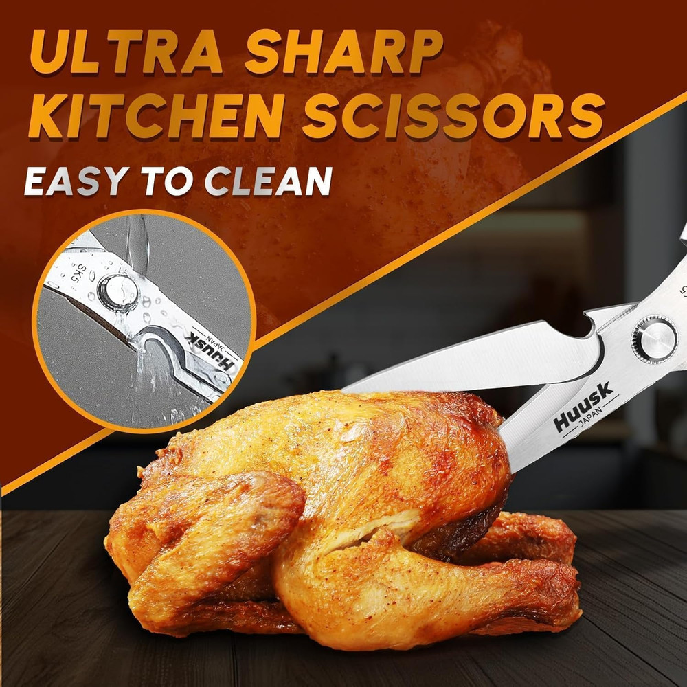 Kitchen Scissors All Purpose - Stainless Steel Kitchen Shear, Sharp Silver Meat