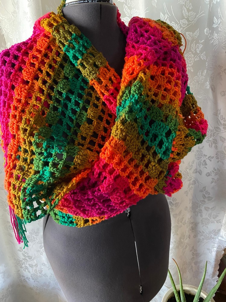 Blazing Trails Handmade Crocheted Shawl