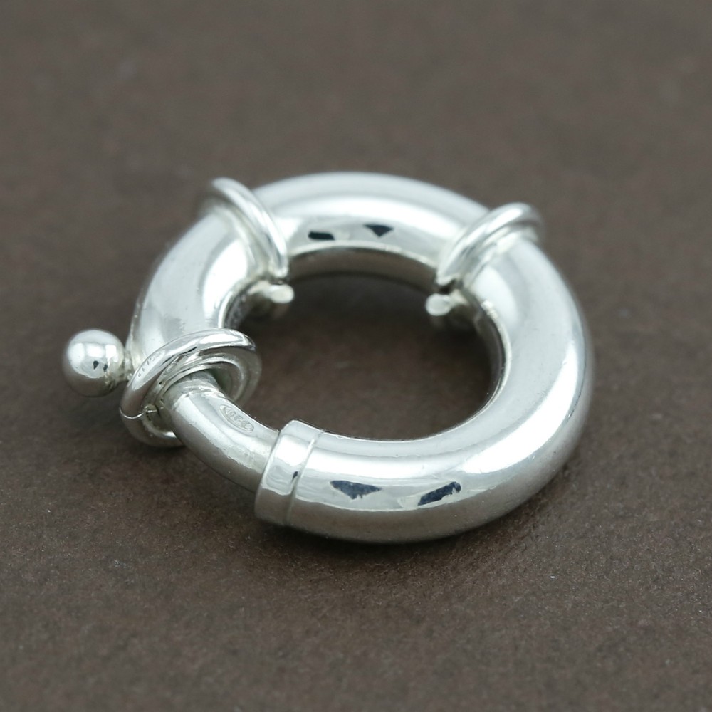 925 Solid Sterling Silver Large Bolt Ring 16mm Italy Made