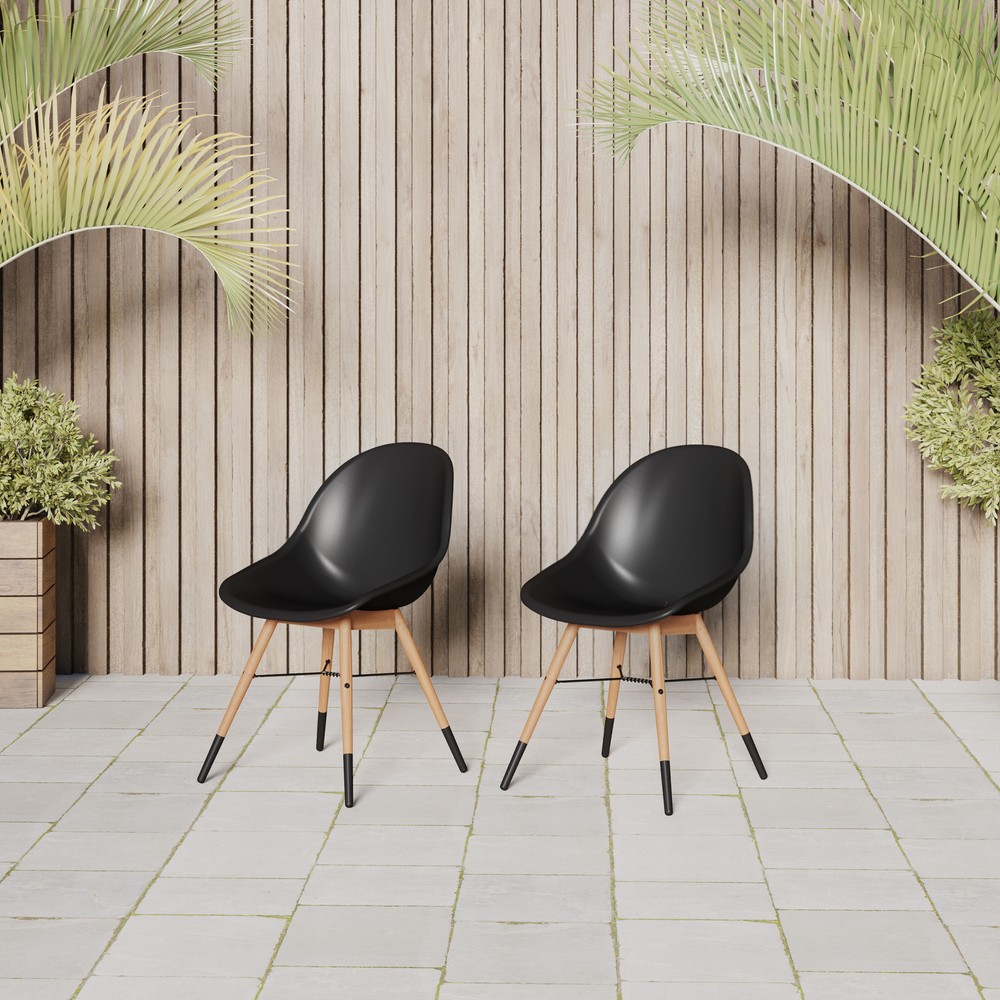 Amazonia Rix 5-Piece Outdoor Dining Set | Eucalyptus | Black Chairs